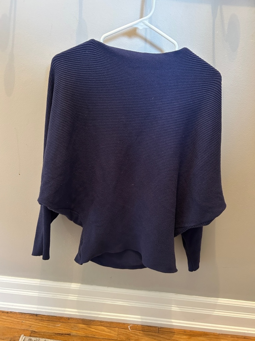 Amazon Navy Ribbed Knit Poncho Sweater